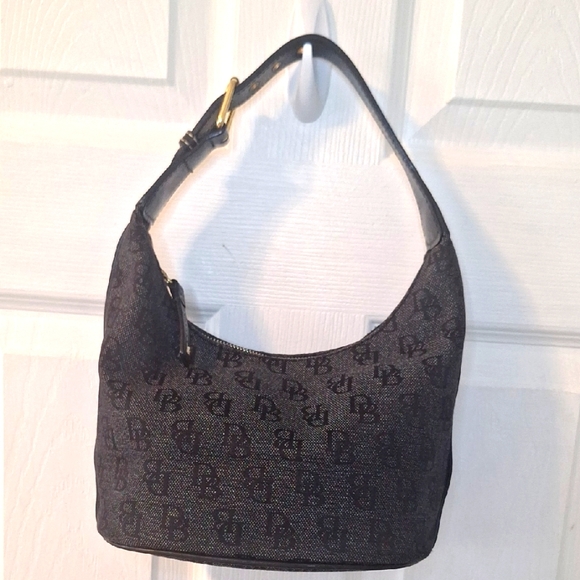 Dooney & Bourke Handbags - Dooney & Bourke black monogram canvas baguette handbag purse